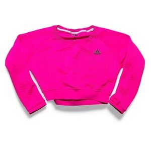 Adidas Running Aktiv Cropped Long Sleeve Sweatshirt Bright Pink Athletic Medium